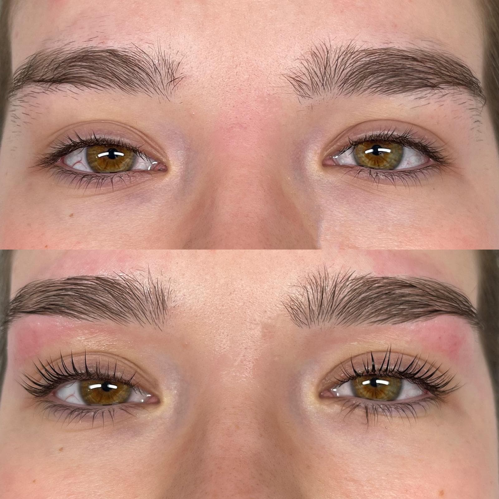 A lash lift and brow wax result